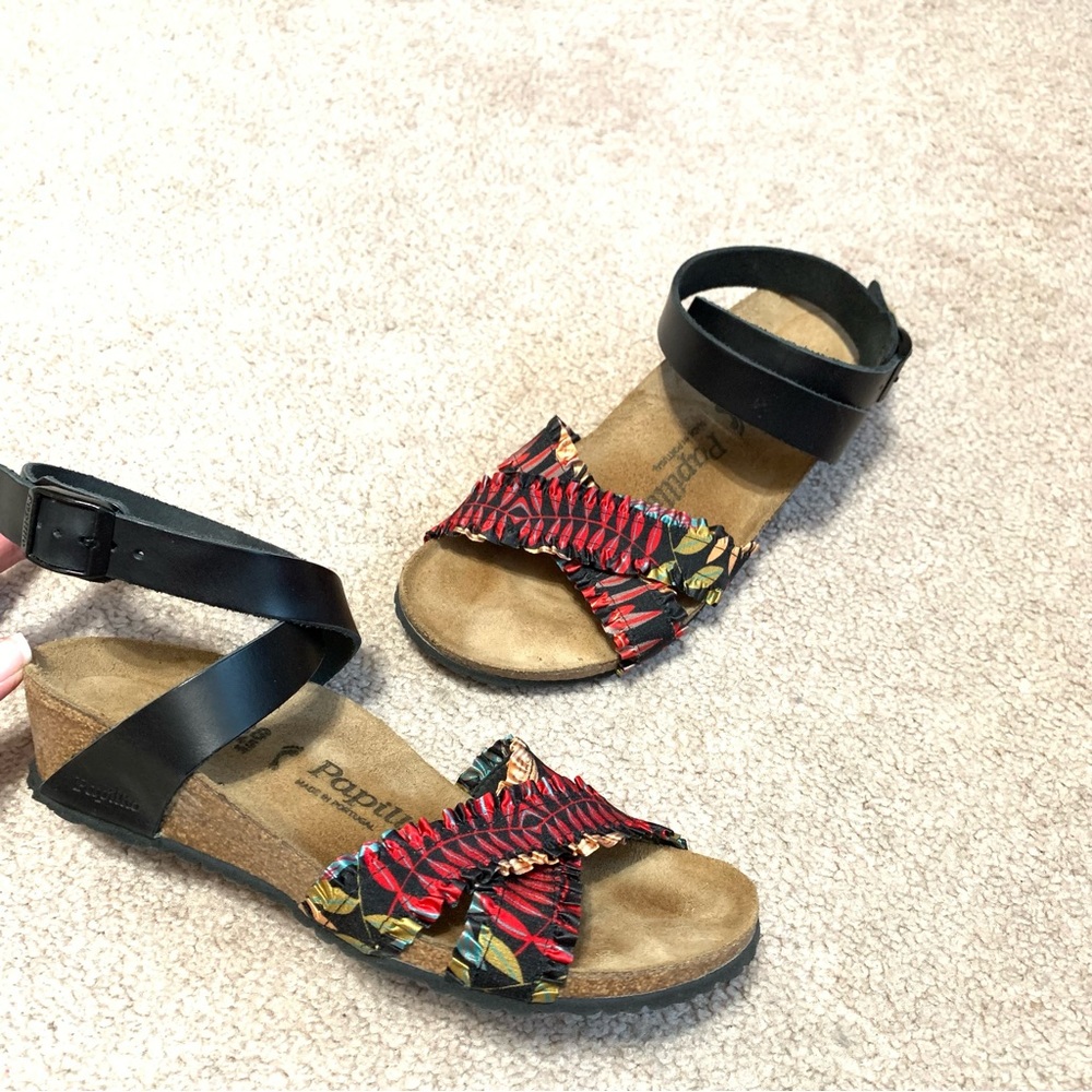 Papillio Birkenstock Floral Frill LOLA Low Wedge  Women’s Size EUR 38 US 7-7.5